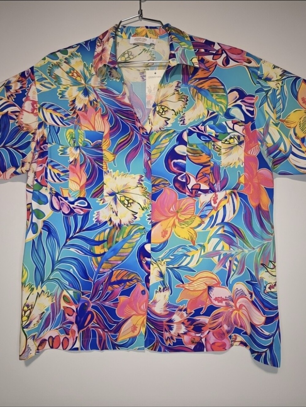 Vibrant Tropical Floral Button-Up Shirt - Multicolor